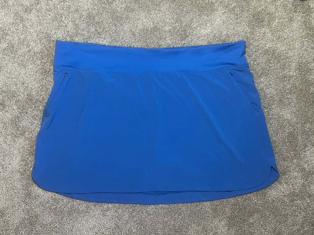 Eddie Bauer Blue Athletic Skort with Built-In Shorts and Zipper Pockets